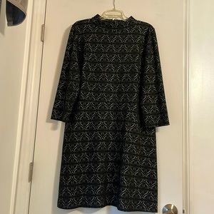 Women’s Loft Black and Grey Dress, Size 16, 3/4 Sleeves, and High Neck